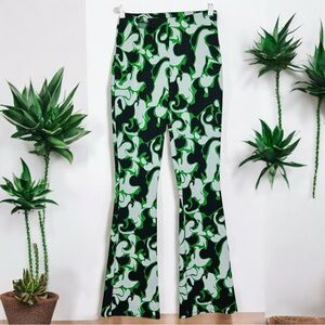 ZARA Jacquard Knit Groovy Ring Cutout Flame Flare Pull On High Rise Pants NWT S